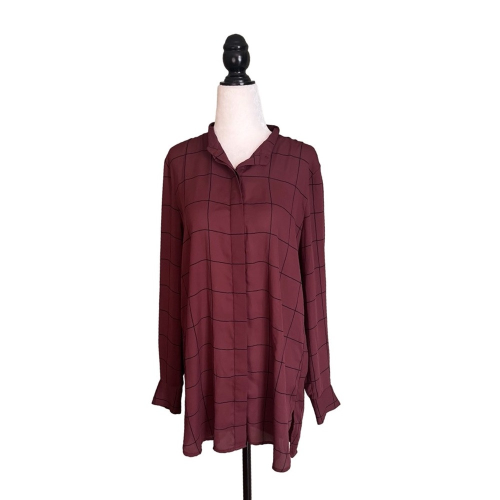 Joe Fresh Grid Pattern Hidden Button-up Tunic Dress Medium AS IS